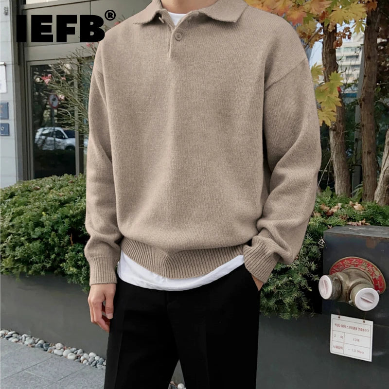 IEFB Korean Fashion Chic Lapel Pullover