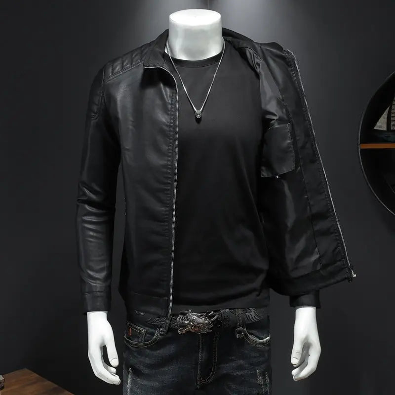 Chaqueta de cuero de PU de estilo informal ajustada para motocicleta