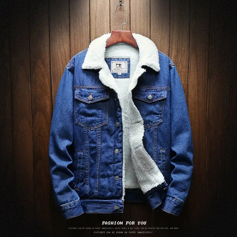 Light Blue Winter Jean Jackets Outerwear Warm Denim Coats