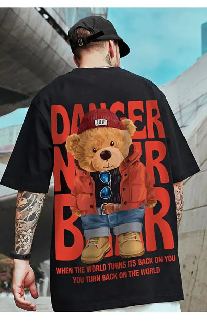 Camiseta holgada con estampado de oso de moda de verano