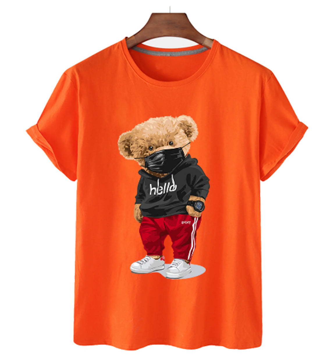 Bear Print Cotton T Shirt