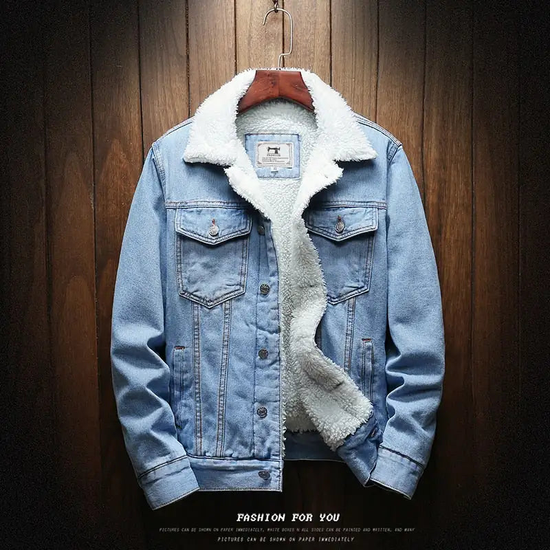 Light Blue Winter Jean Jackets Outerwear Warm Denim Coats