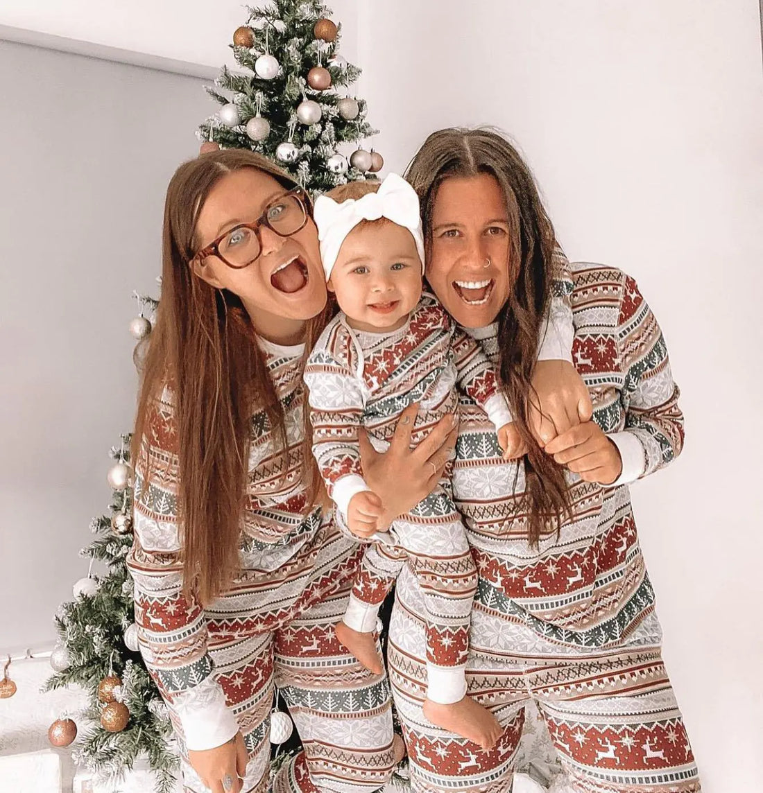 Conjunto de pijama familiar navideño para dos mamás