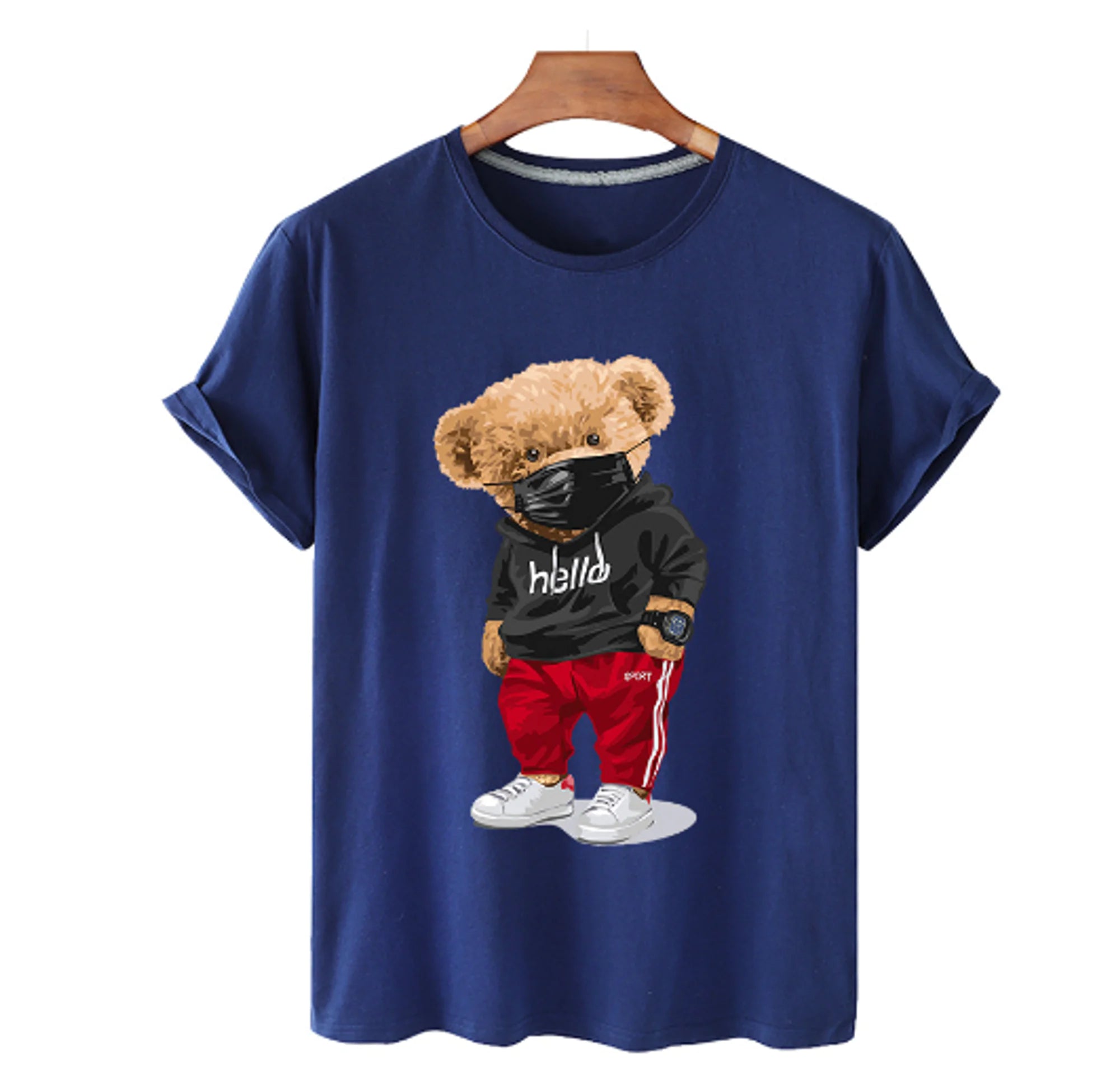 Bear Print Cotton T Shirt