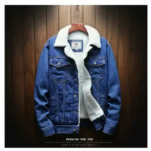 Light Blue Winter Jean Jackets Outerwear Warm Denim Coats