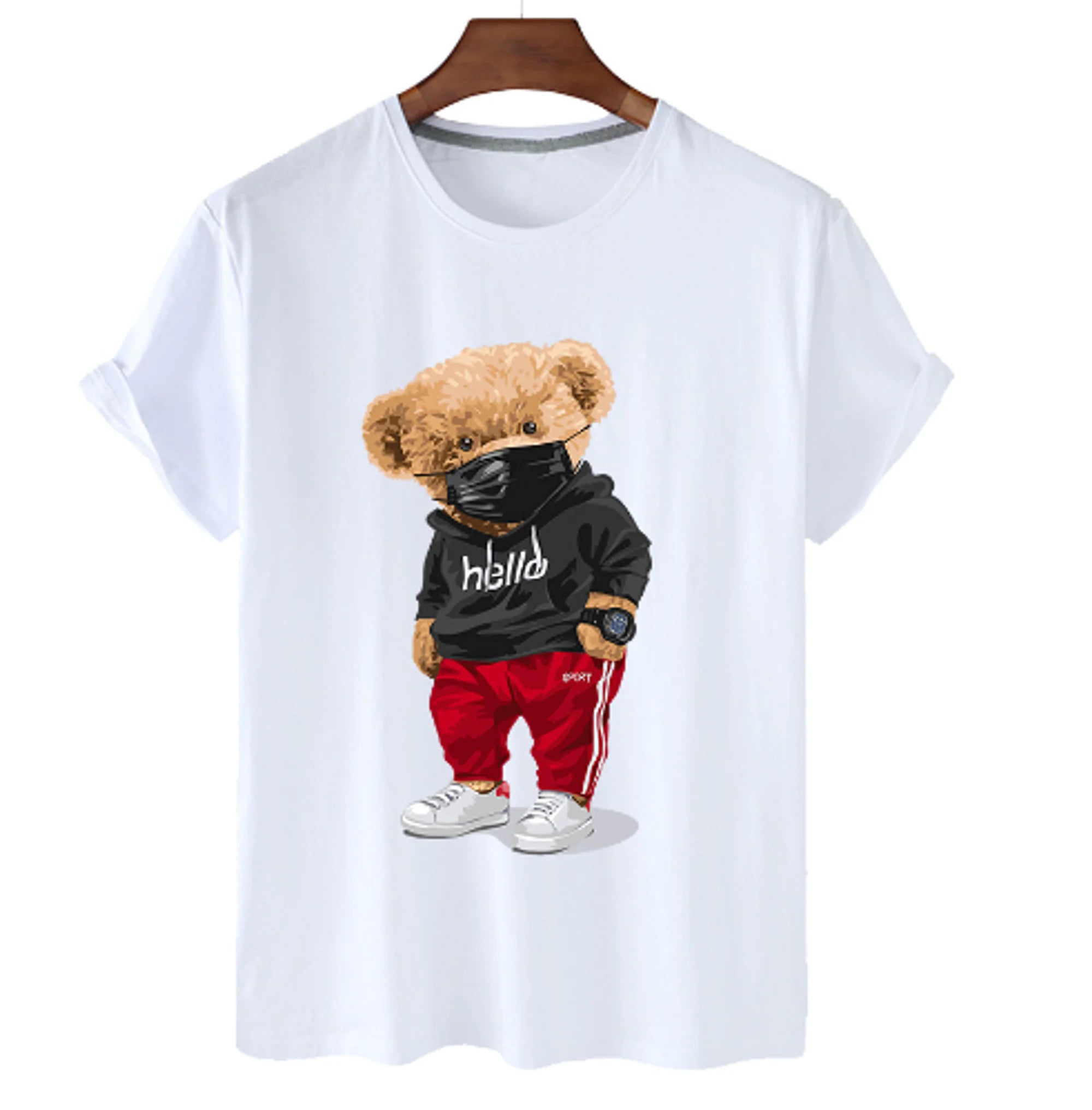 Camiseta de algodón con estampado de oso