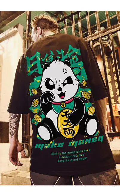 Camiseta solta com estampa de urso da moda verão