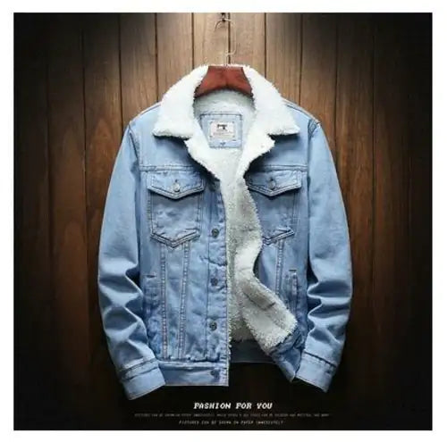 Light Blue Winter Jean Jackets Outerwear Warm Denim Coats