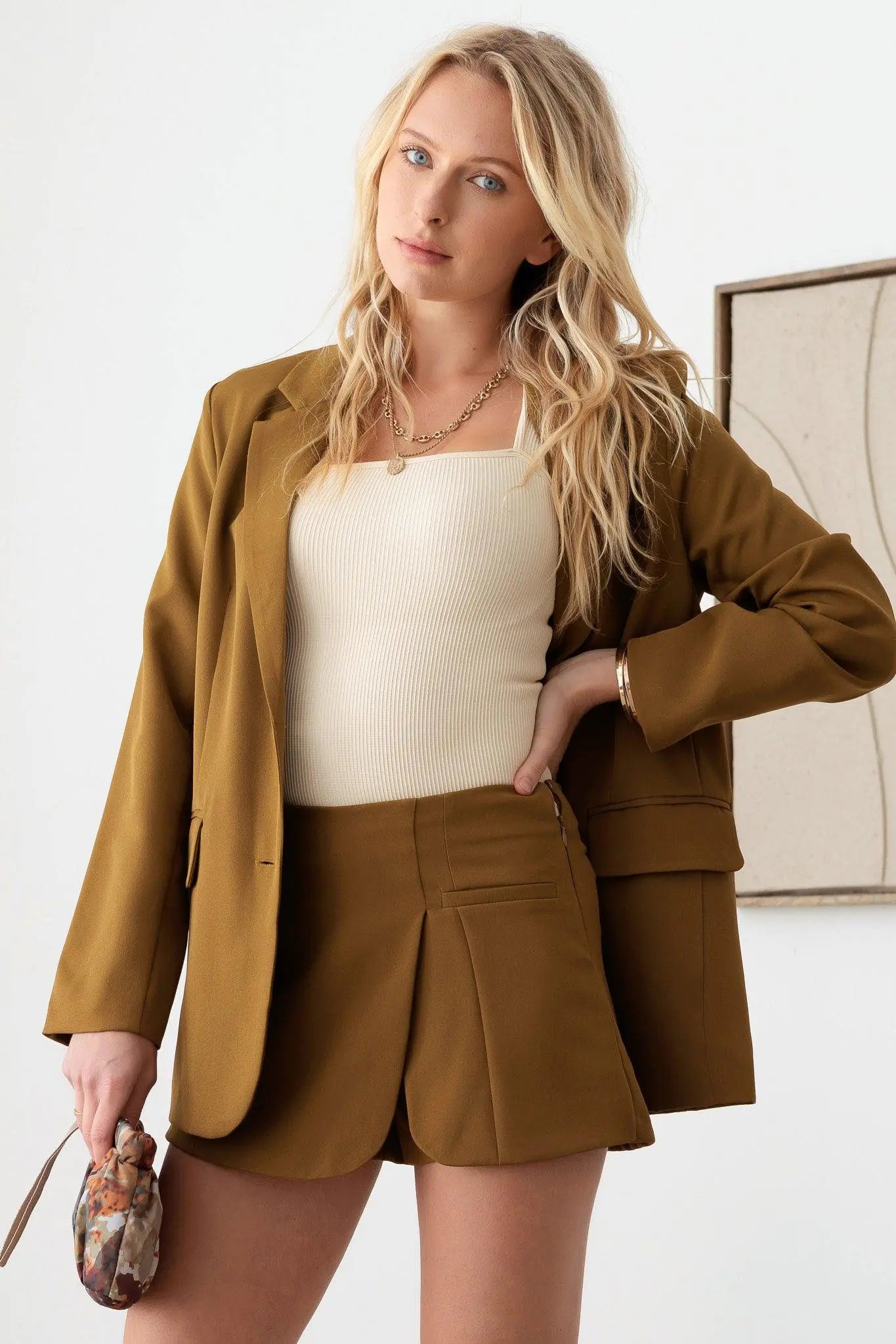 Oversized Three Front Pocket Tailored Blazer Jacket