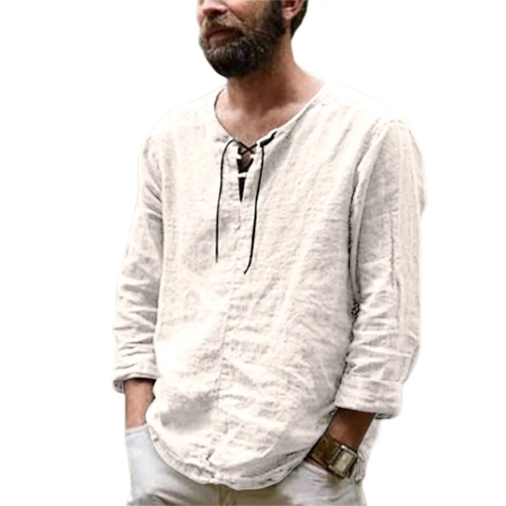 Plain V-Neck Casual Loose Shirt