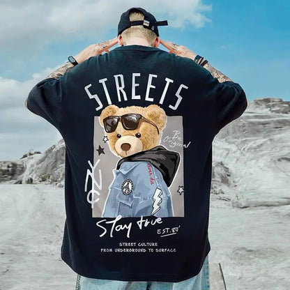 Summer Fashion Bear Print Loose T-Shirt