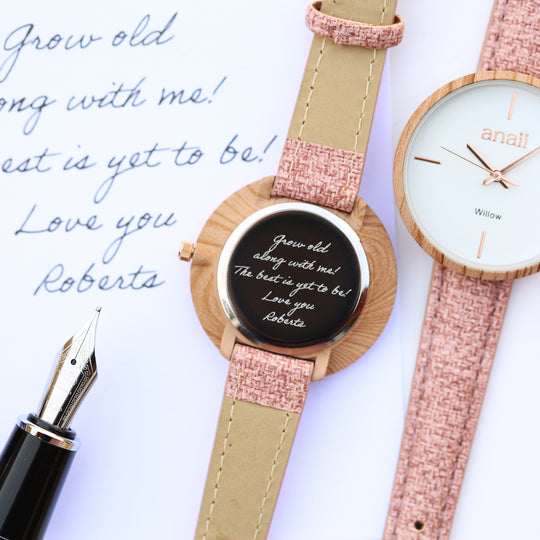 Handwriting Engraving Anaii Watch - Sweet Pink