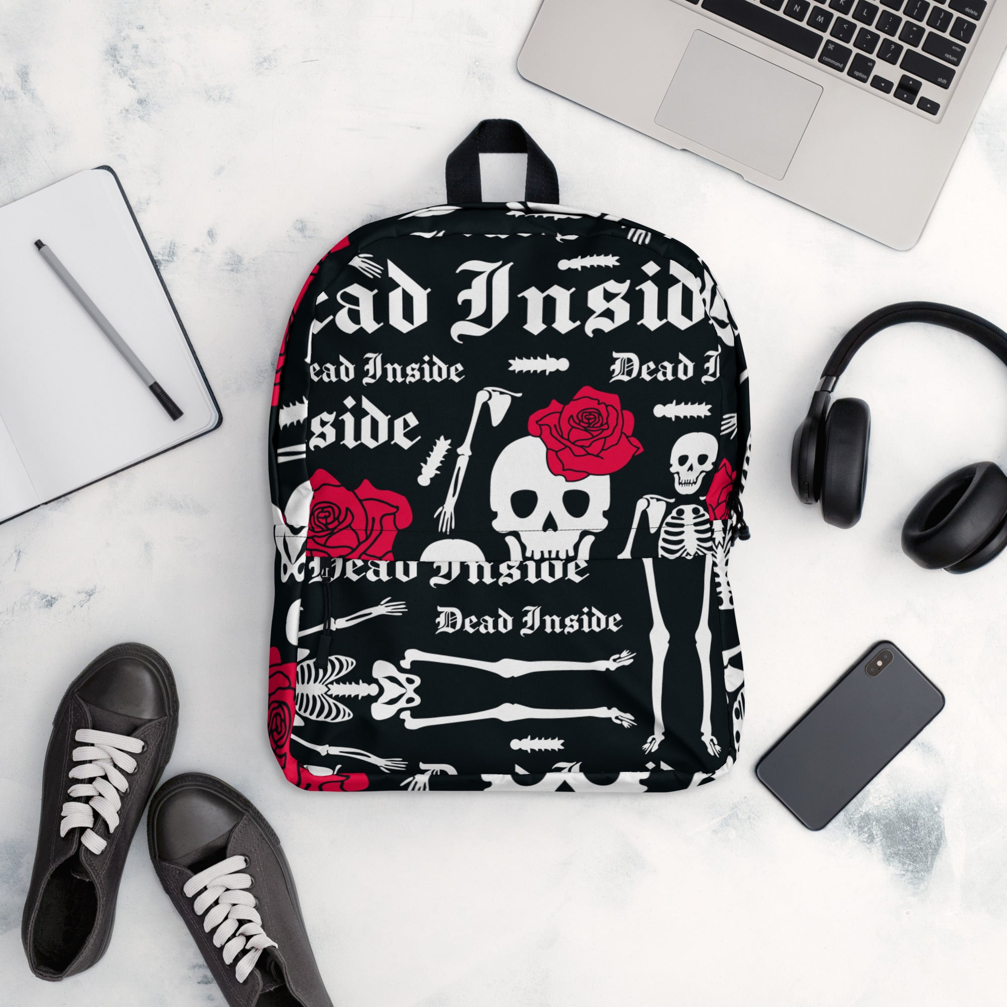 Mochila Caveira Flor Vermelha