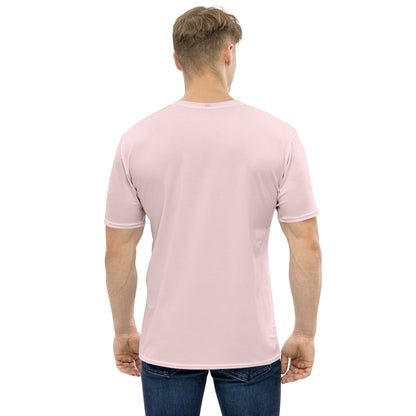 Camiseta Rosa com Linhas Azuis