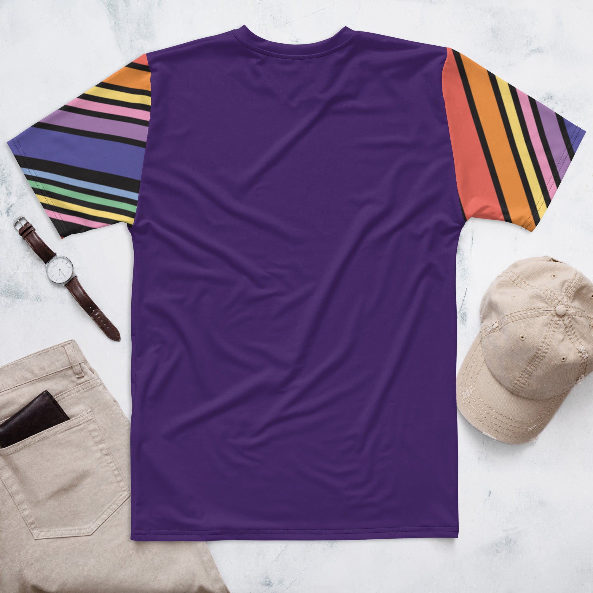 T-shirt Purple with Stripes Sleeves