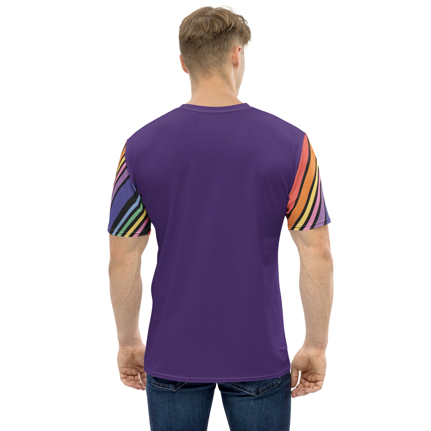 T-shirt Purple with Stripes Sleeves