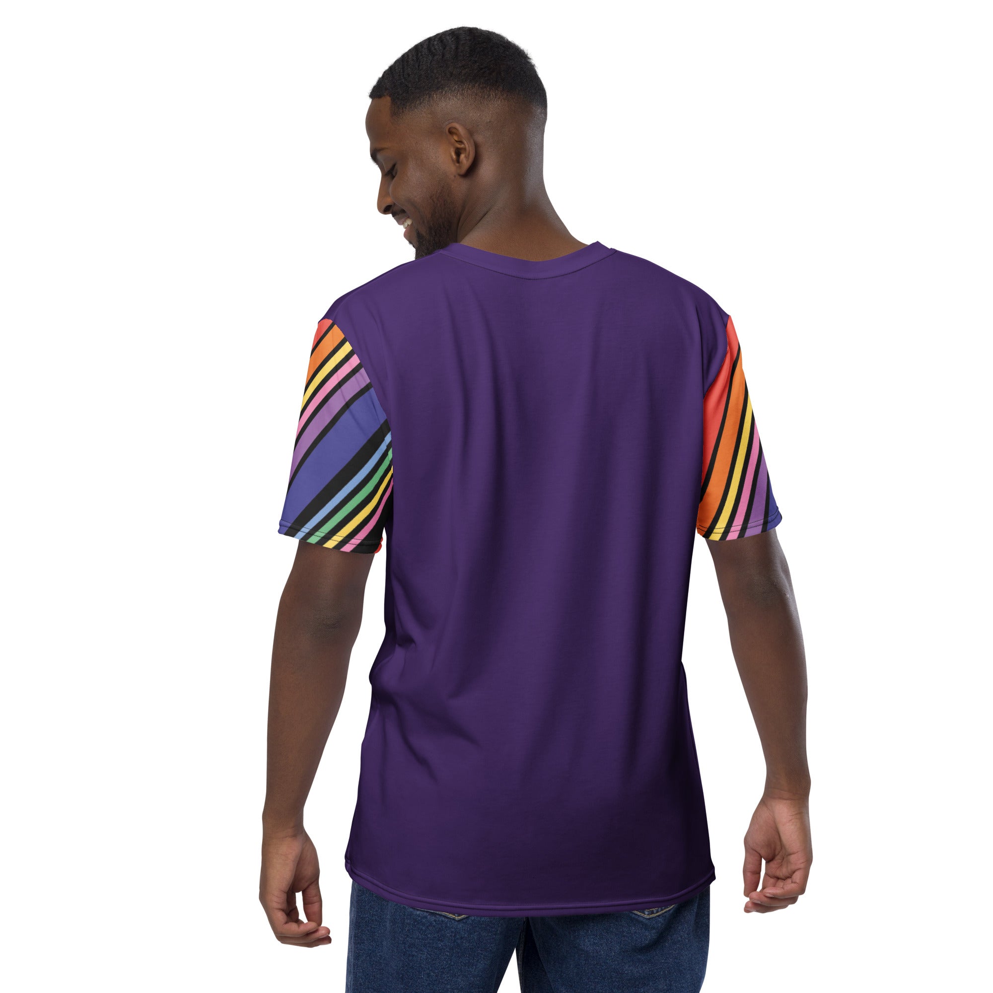 T-shirt Purple with Stripes Sleeves