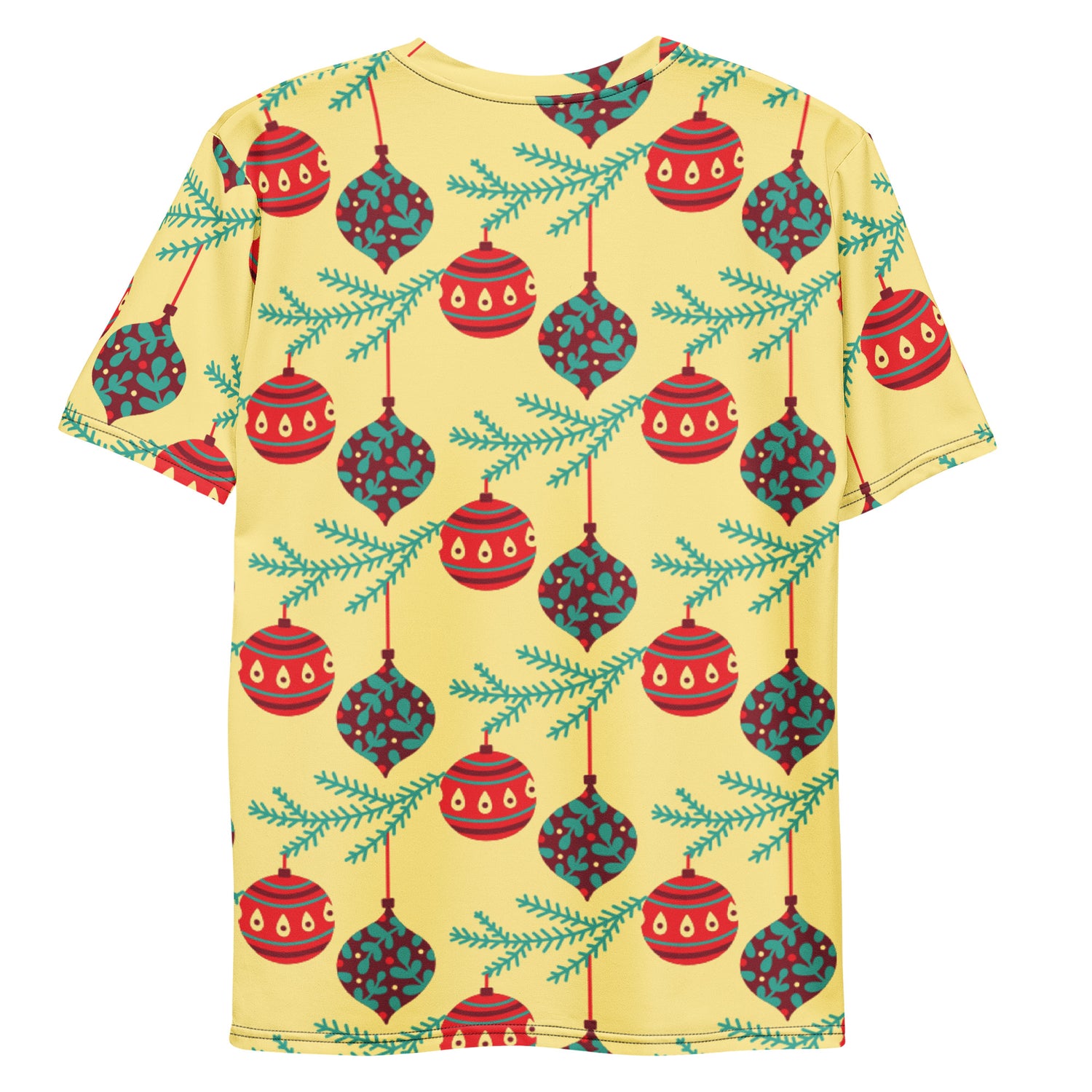 Camiseta Papai Noel com Bolas Amarelas de Natal