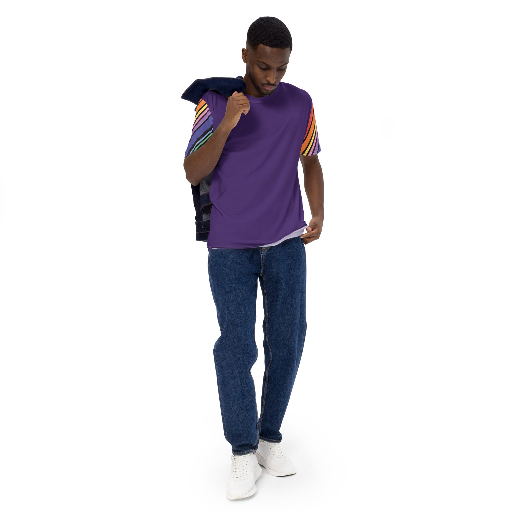 T-shirt Purple with Stripes Sleeves