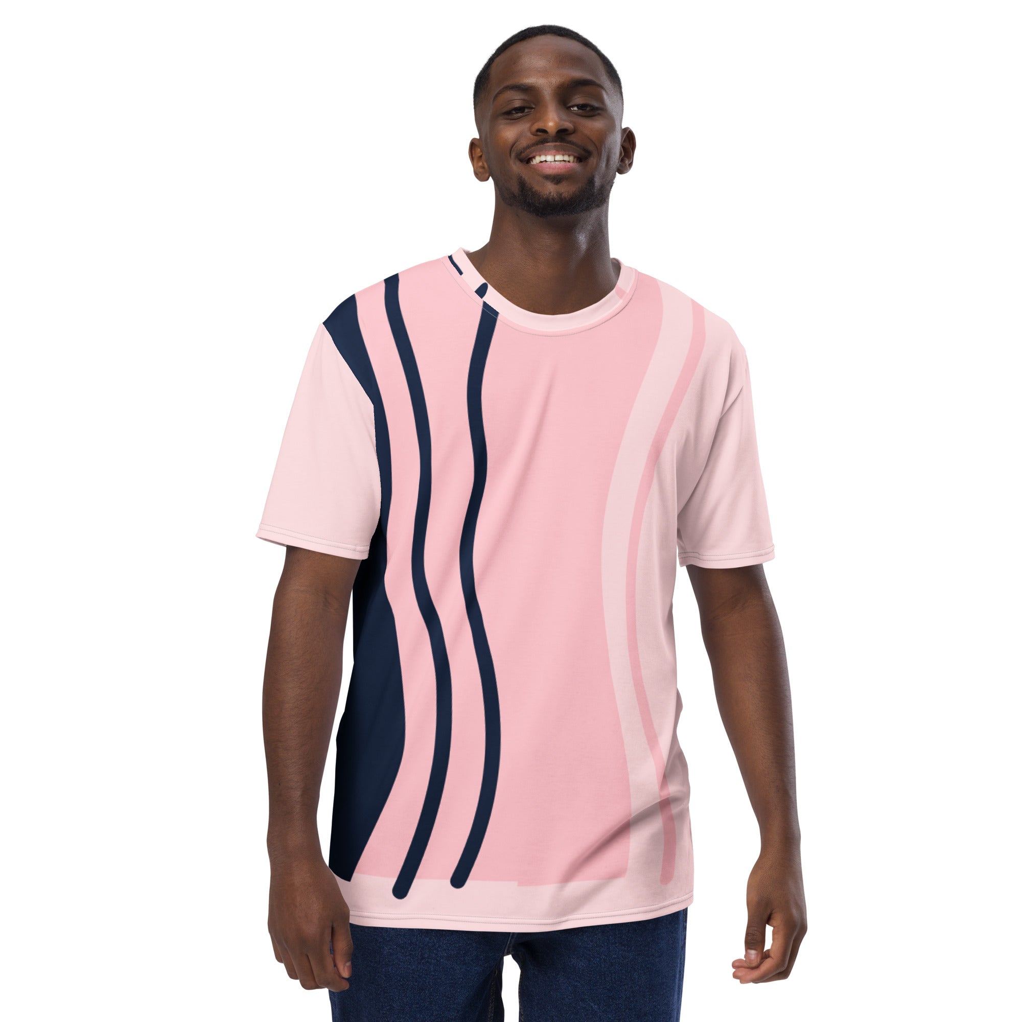 Camiseta Rosa con Líneas Azules