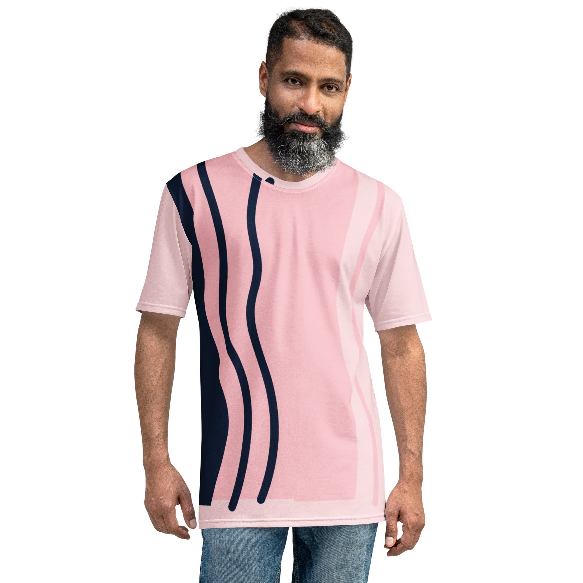 Camiseta Rosa con Líneas Azules