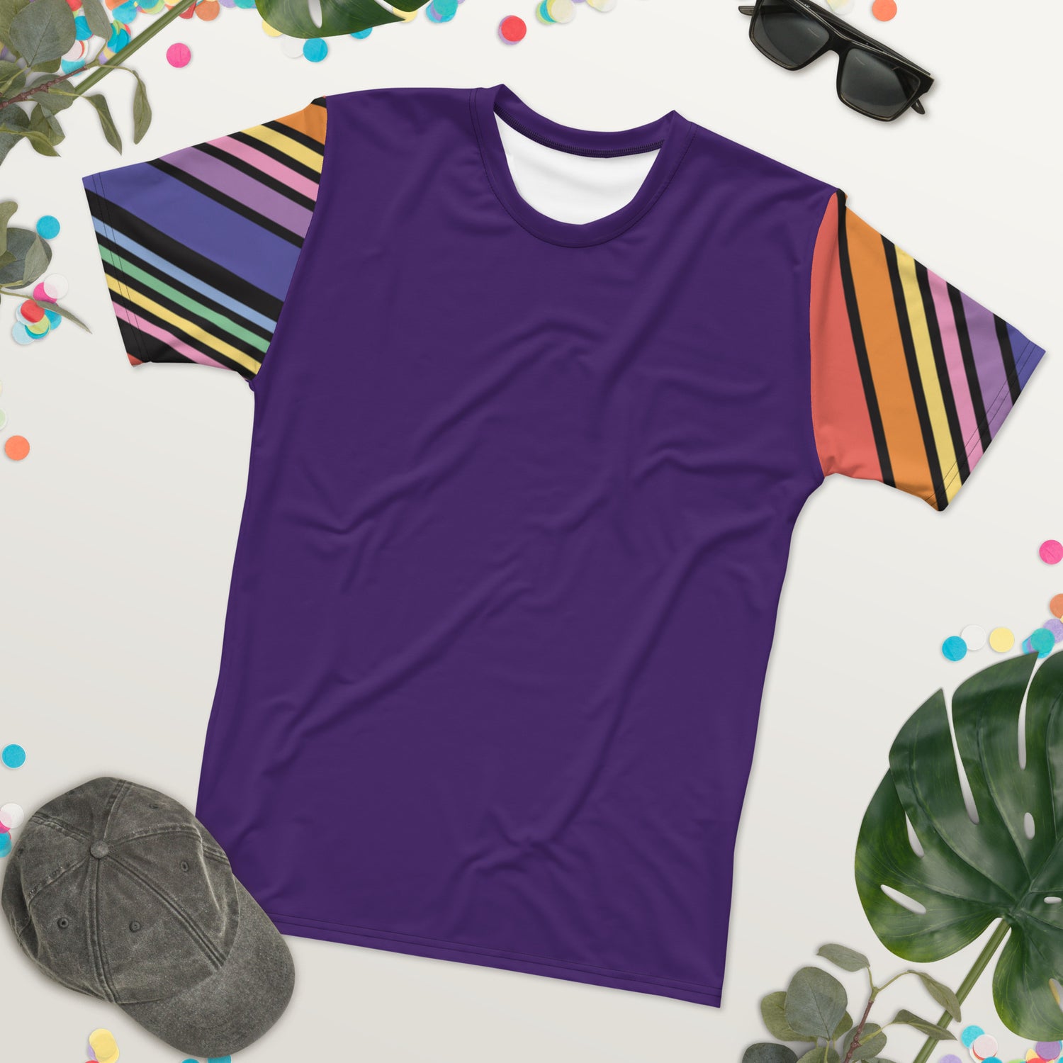 Camiseta Morada con Mangas a Rayas