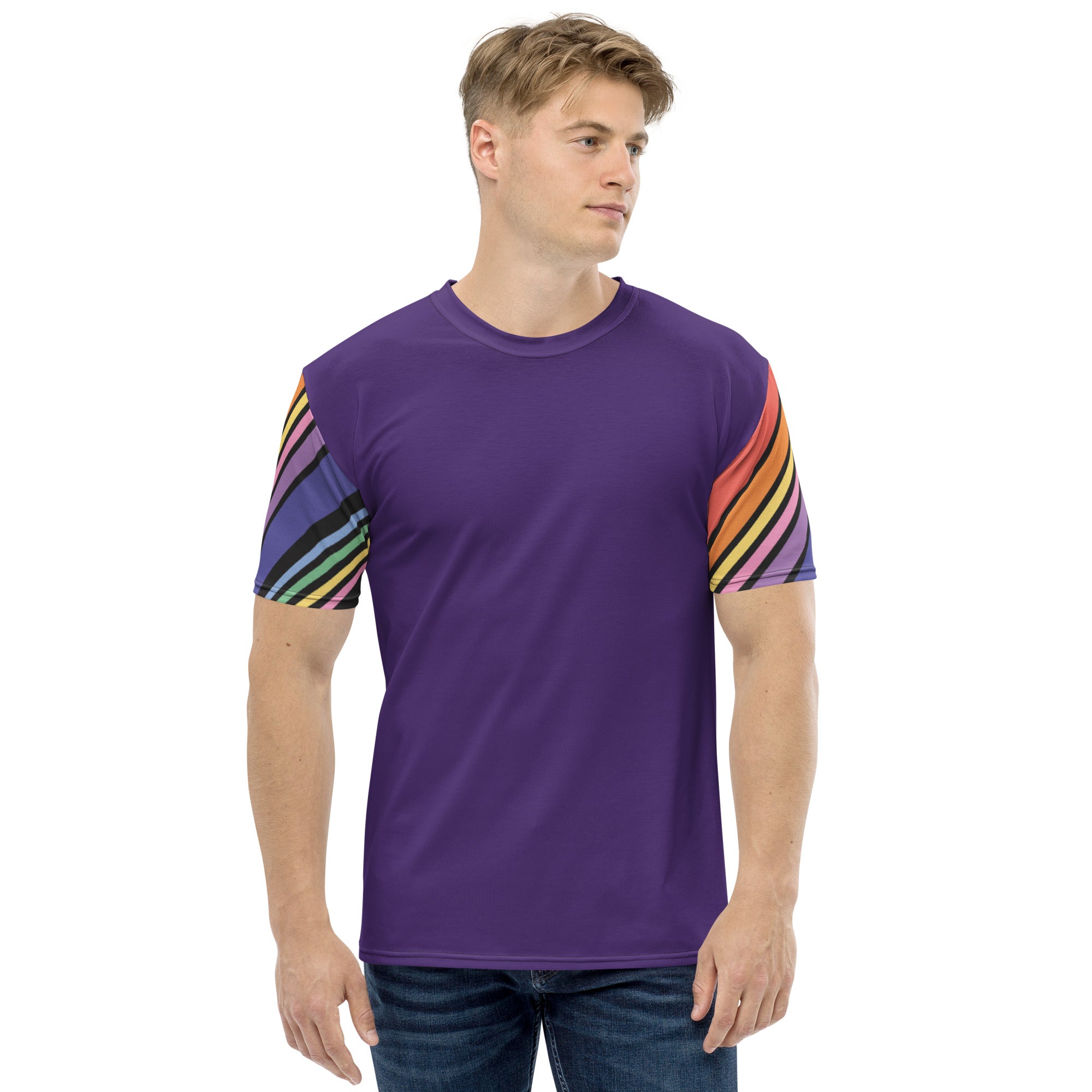 Camiseta Morada con Mangas a Rayas