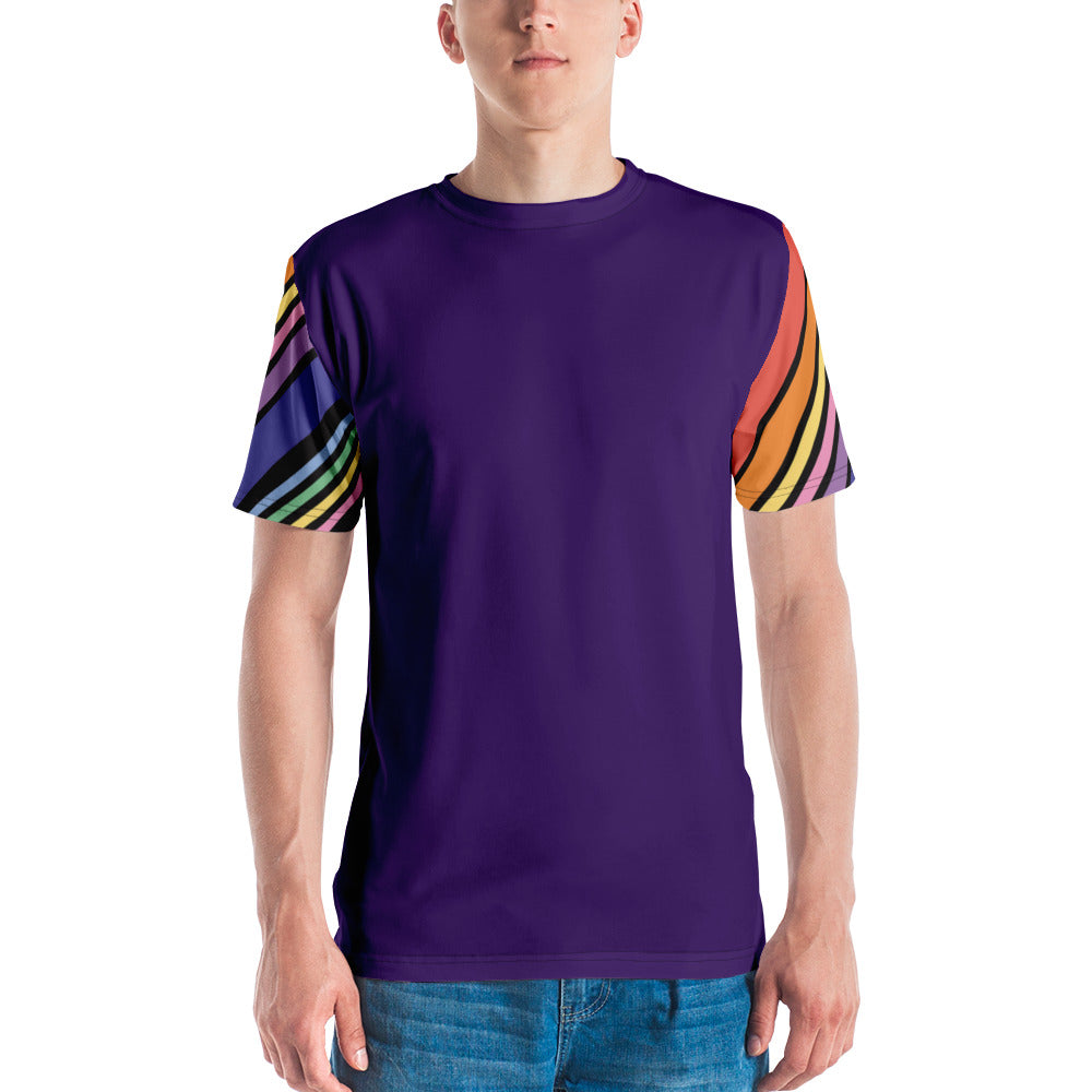 T-shirt Purple with Stripes Sleeves