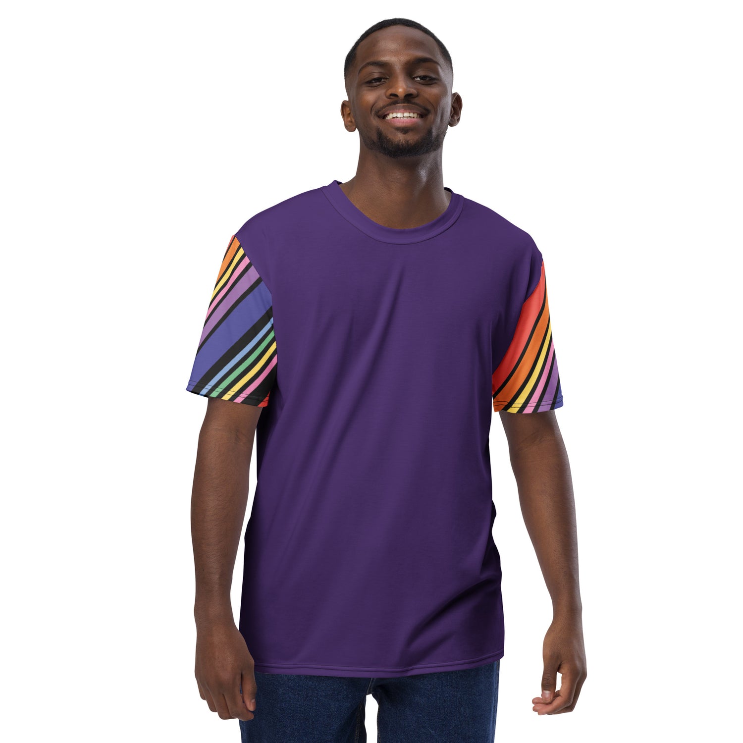 T-shirt Purple with Stripes Sleeves