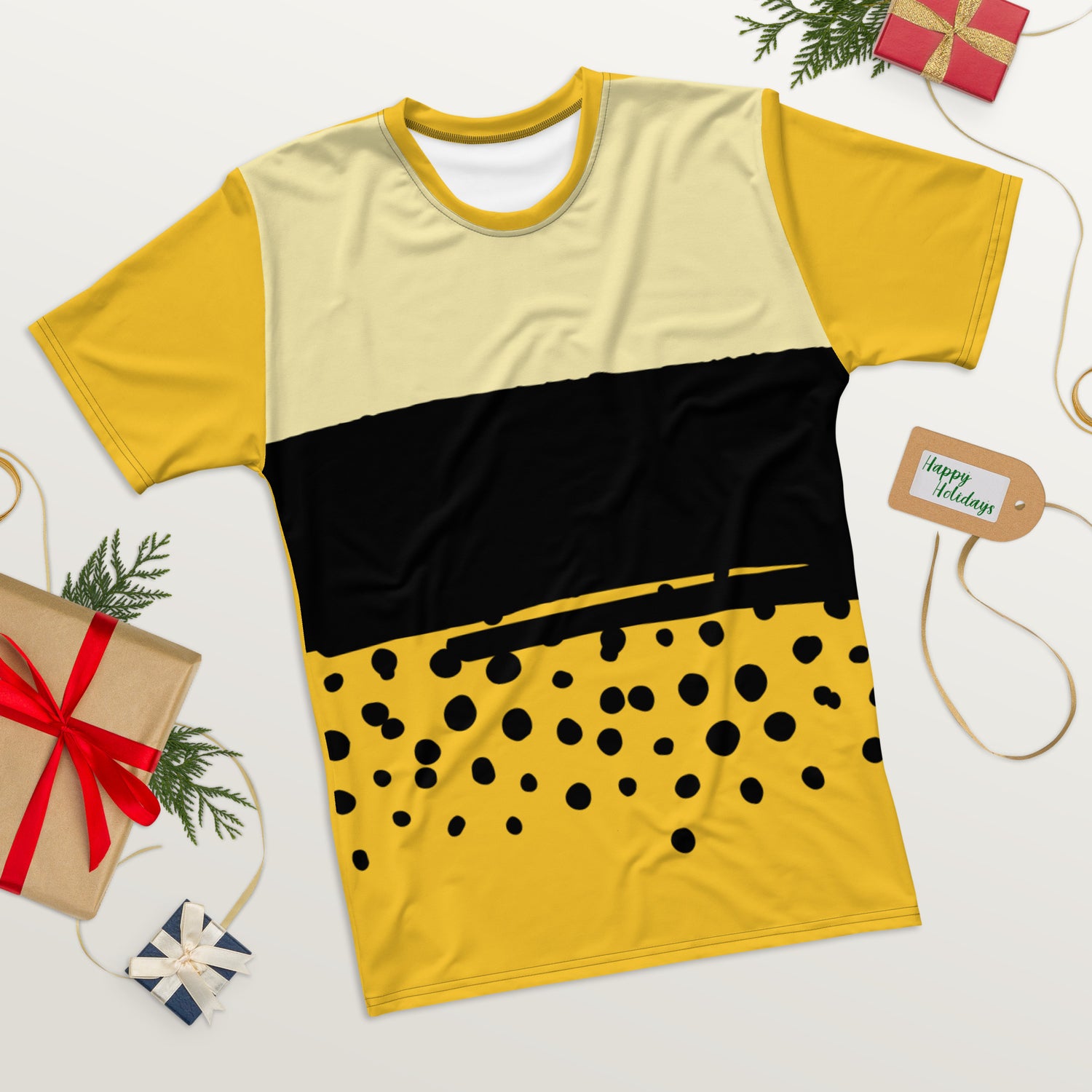 T-shirt Yellow Abstract Wide Dots Filled