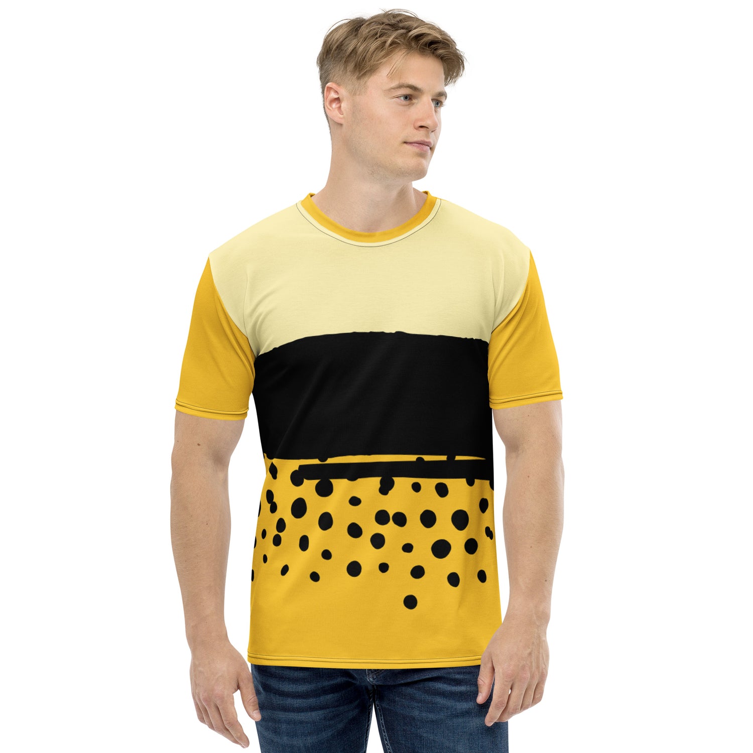 T-shirt Yellow Abstract Wide Dots Filled