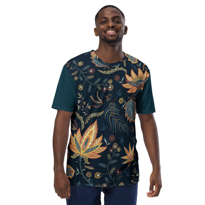 T-shirt Yellow Leaves on Dark Blue Background