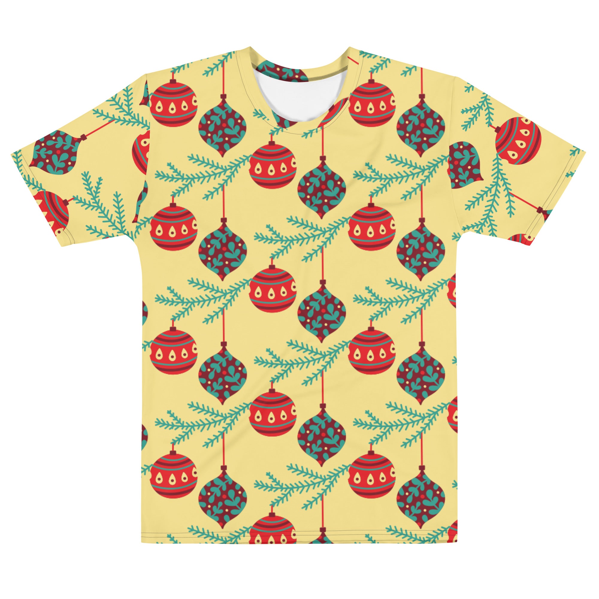 Camiseta Papai Noel com Bolas Amarelas de Natal