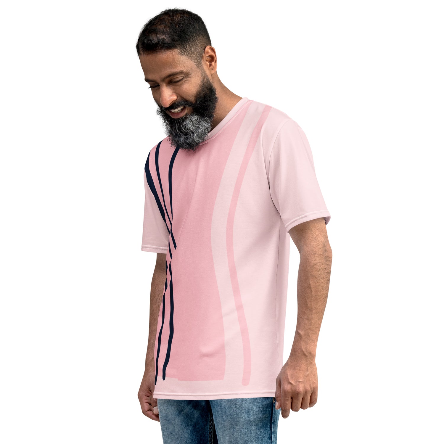 Camiseta Rosa con Líneas Azules