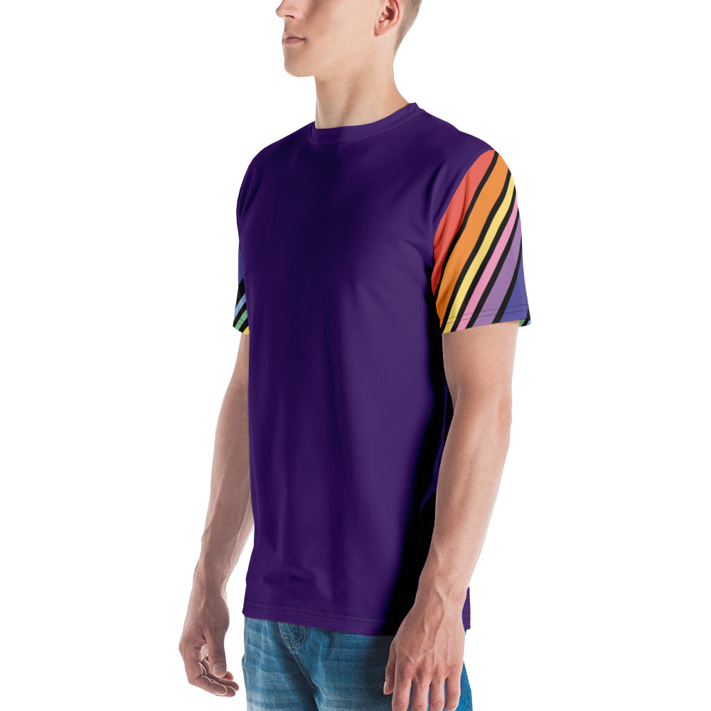 T-shirt Purple with Stripes Sleeves