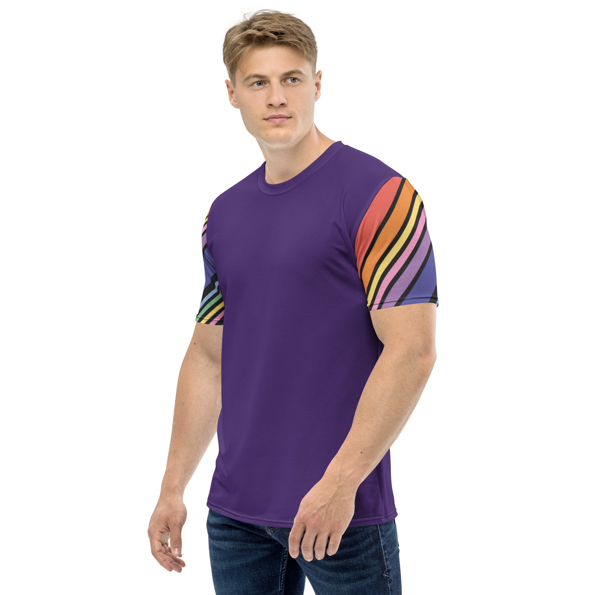 Camiseta Roxa com Mangas Listradas