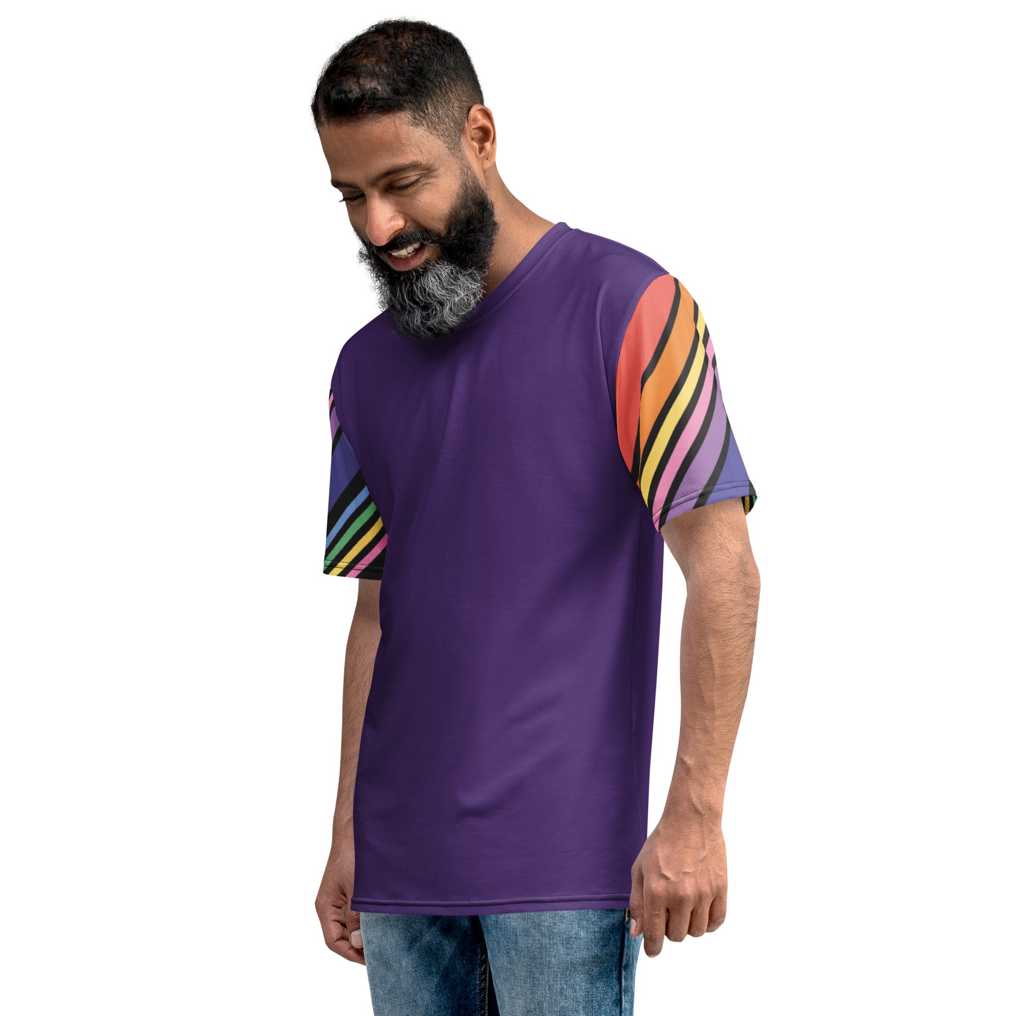 Camiseta Roxa com Mangas Listradas