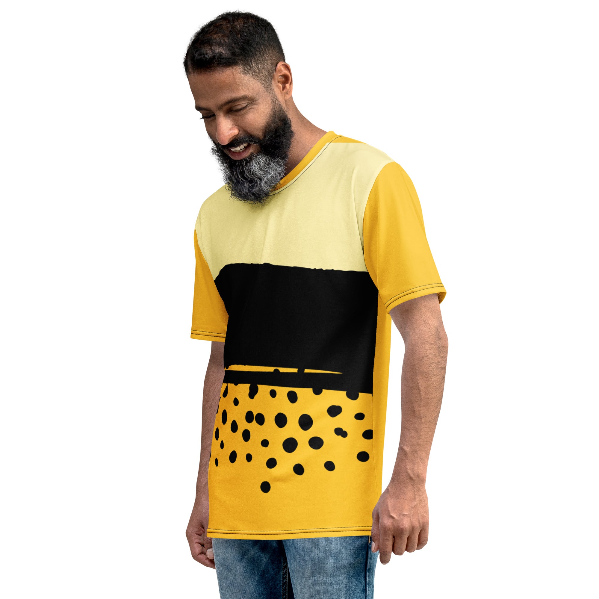 T-shirt Yellow Abstract Wide Dots Filled