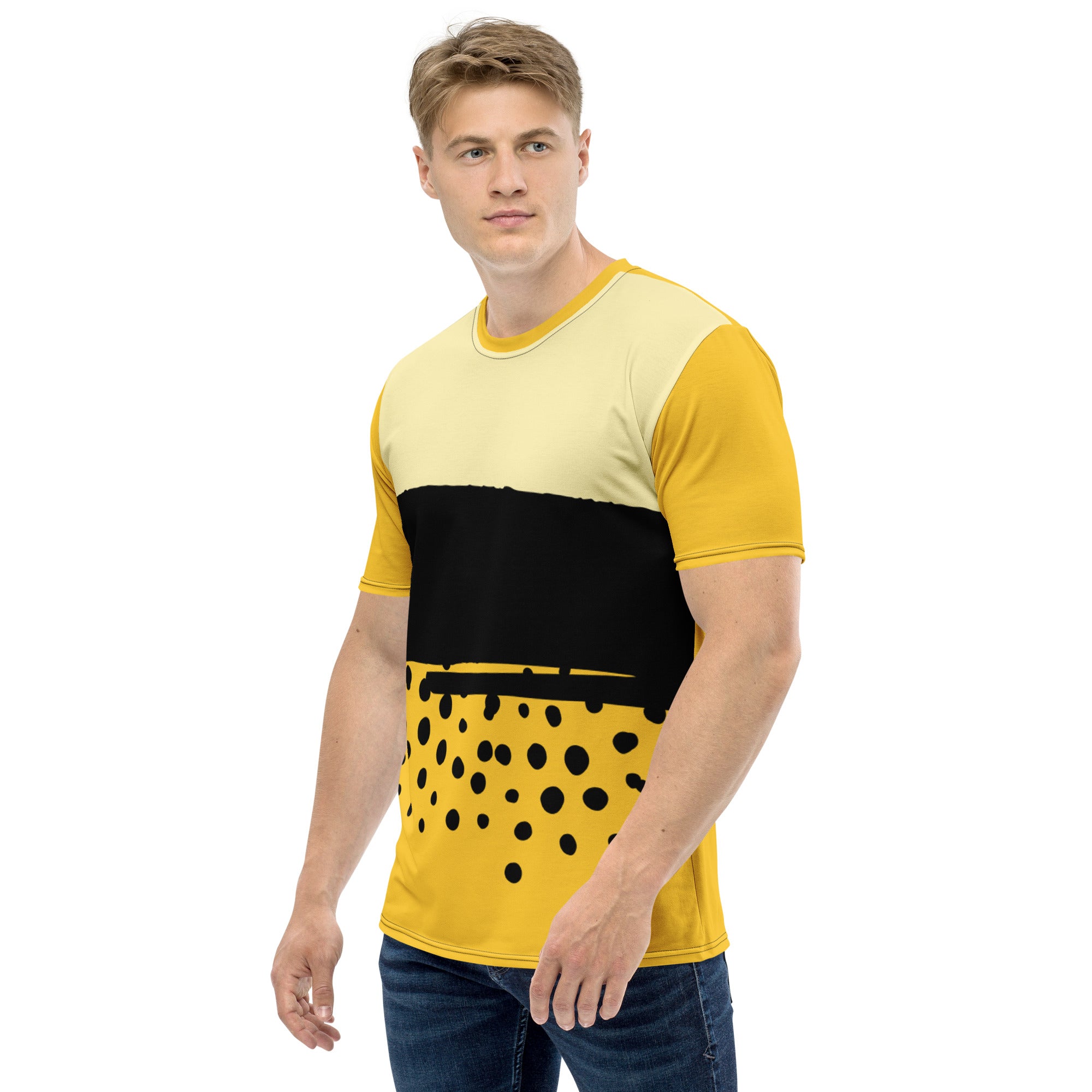 T-shirt Yellow Abstract Wide Dots Filled