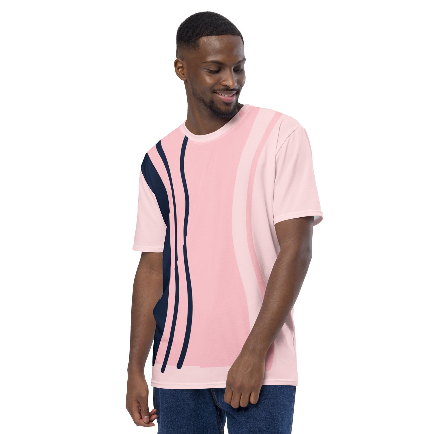 Camiseta Rosa con Líneas Azules