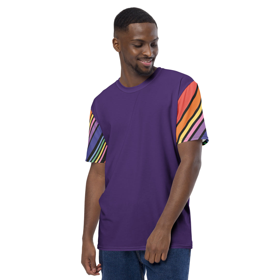 T-shirt Purple with Stripes Sleeves