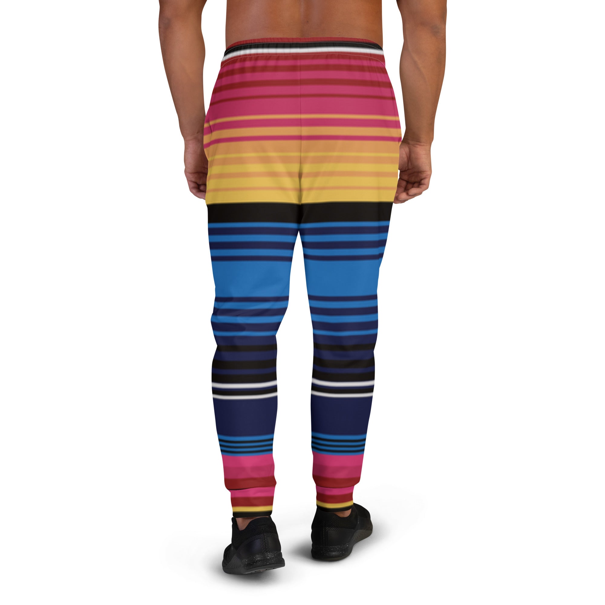 Joggers combinando com listras coloridas