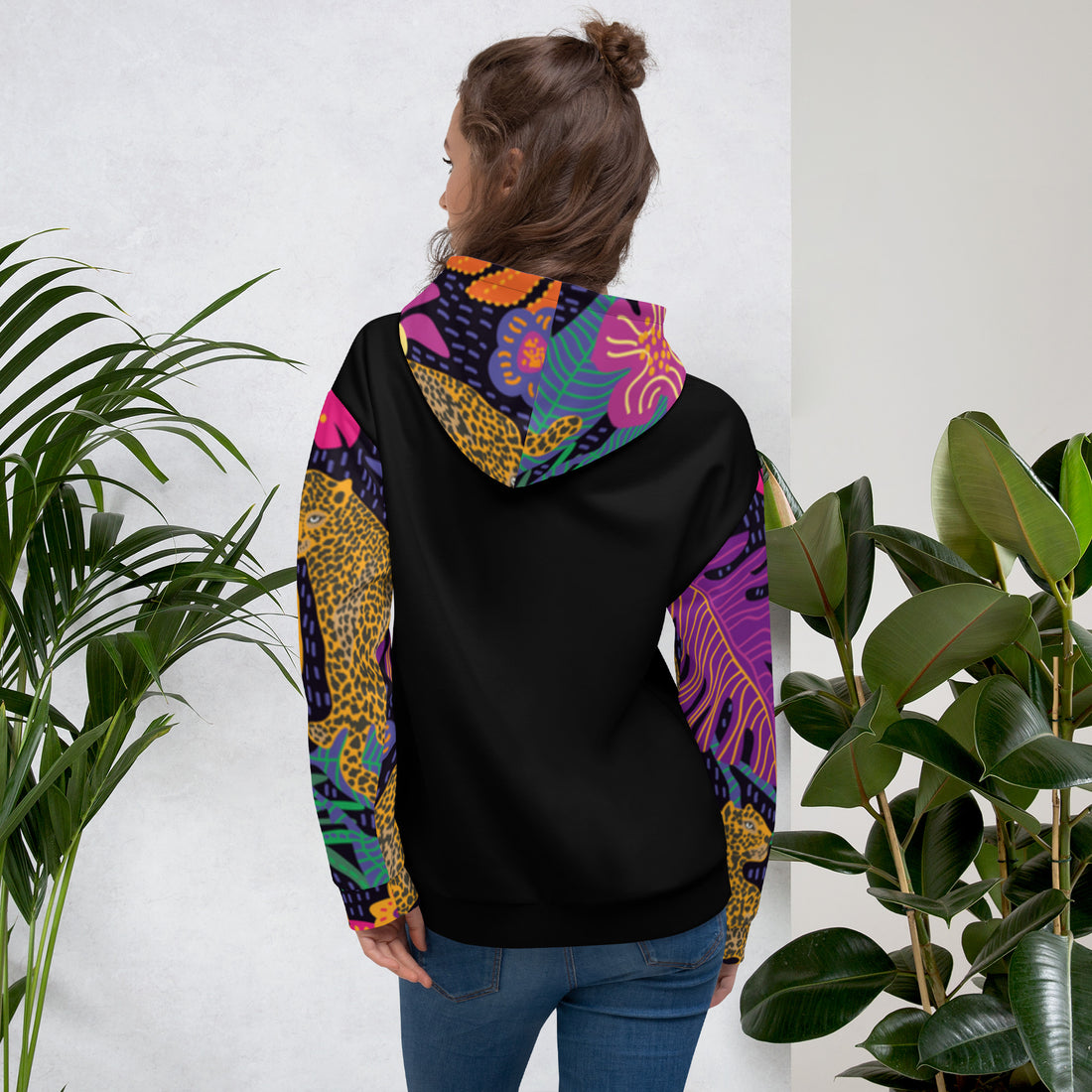 Sudadera con capucha Floral de Colores con Jaguar