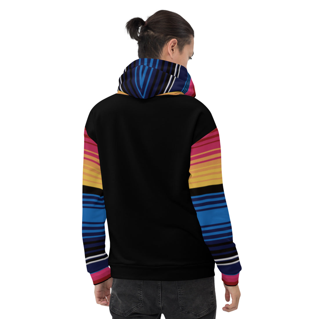 Sudadera Con Capucha Rayas De Colores Con Negro