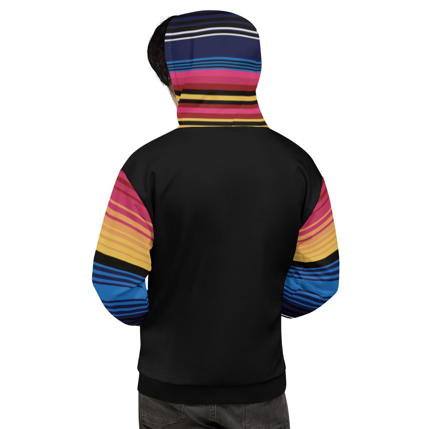 Sudadera Con Capucha Rayas De Colores Con Negro