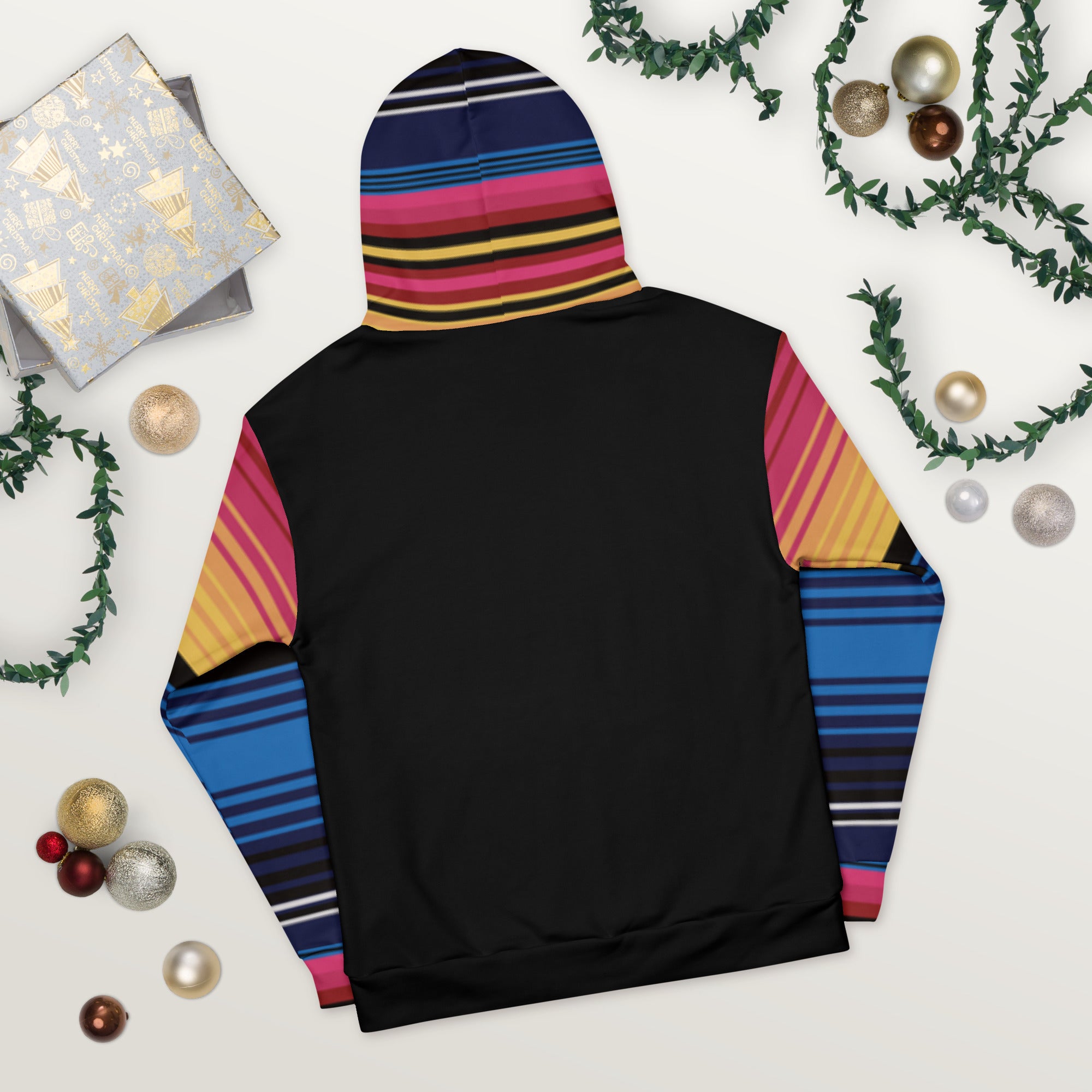 Sudadera Con Capucha Rayas De Colores Con Negro