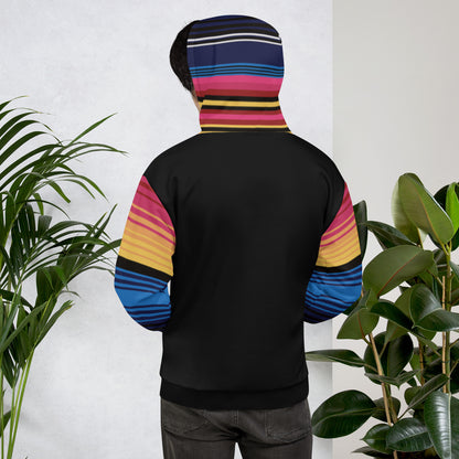 Sudadera Con Capucha Rayas De Colores Con Negro