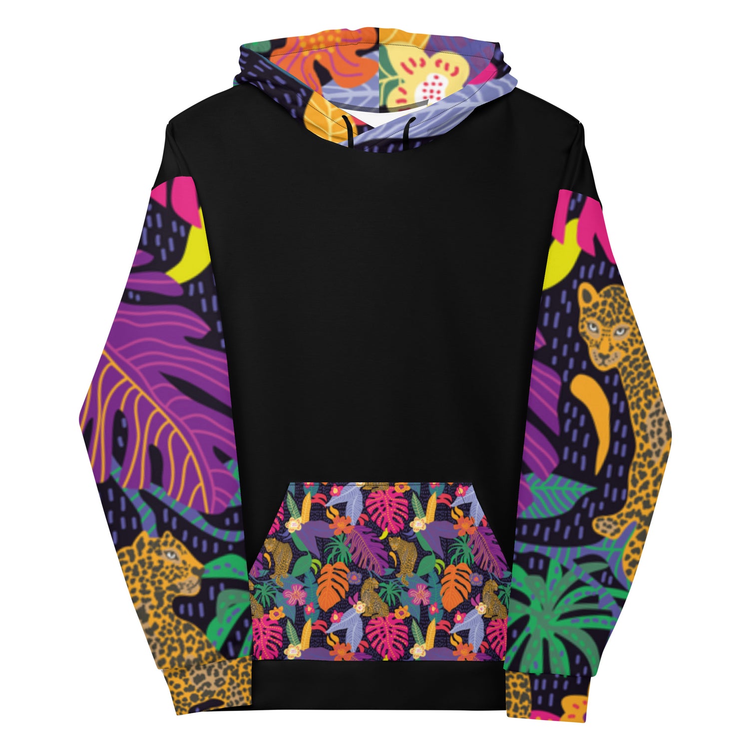 Hoodie Colorful Floral with Jaguar