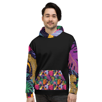 Hoodie Colorful Floral with Jaguar