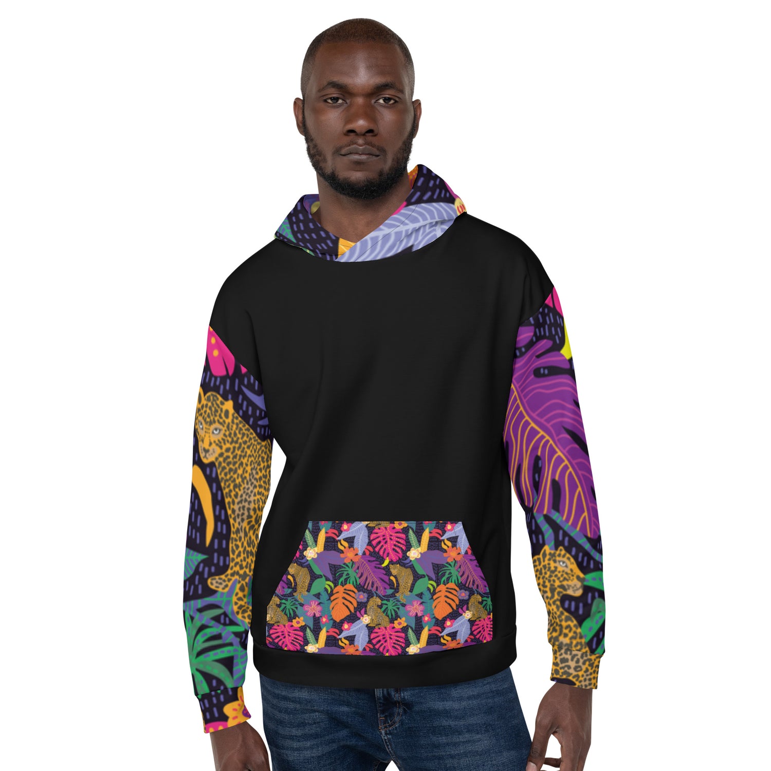 Hoodie Colorful Floral with Jaguar